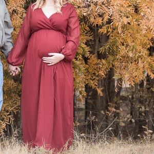 Wine red maternity dress